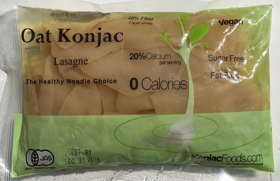 Konjac Oat Lasagne Pasta Front Package